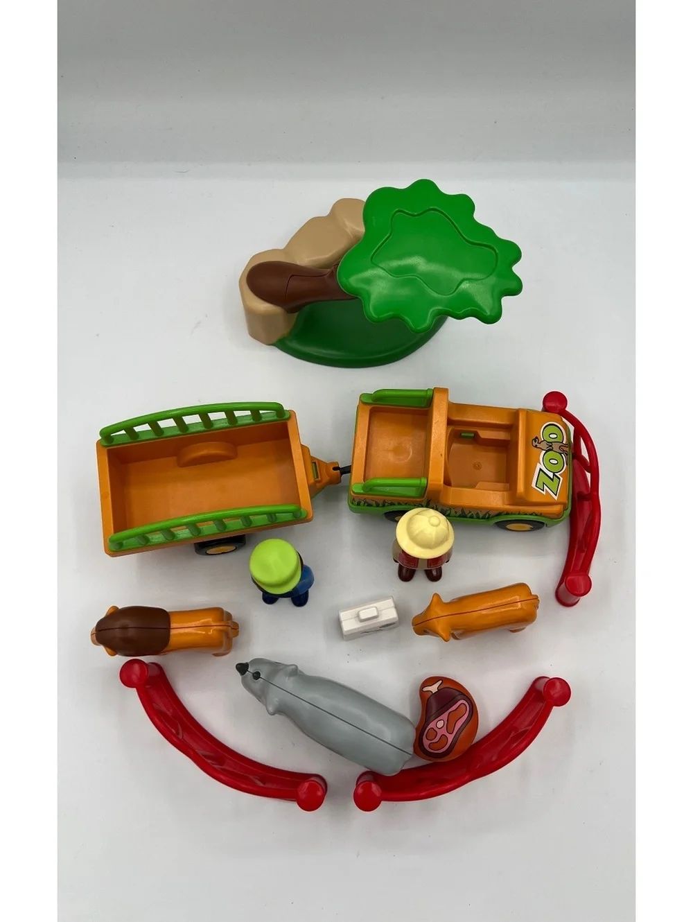 LOT Playmobil 1-2-3 #70182 Vehicle w/ Rhinoceros & #9378Lion Enclosure